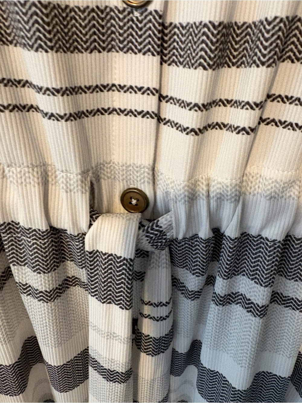 LuLaRoe Striped Button-Front Tunic Dress in Cream & Black - Picture 4 of 5